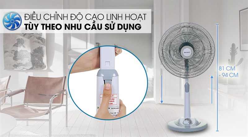 Quạt cây lửng Sharp PJ-L40RV-LG-Có điều khiển