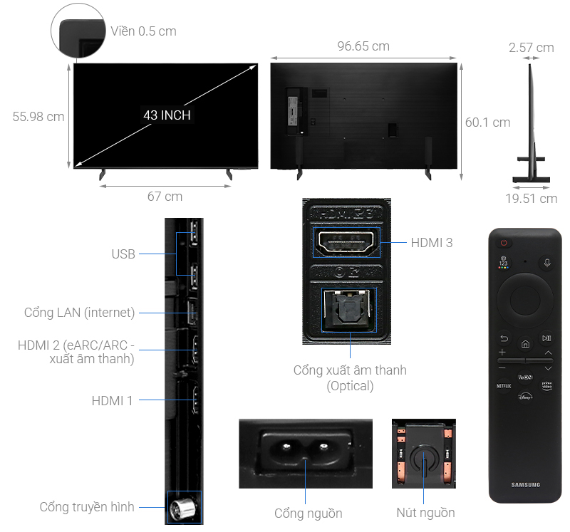 Smart Tivi Samsung 43 inch 4K UA43CU8000