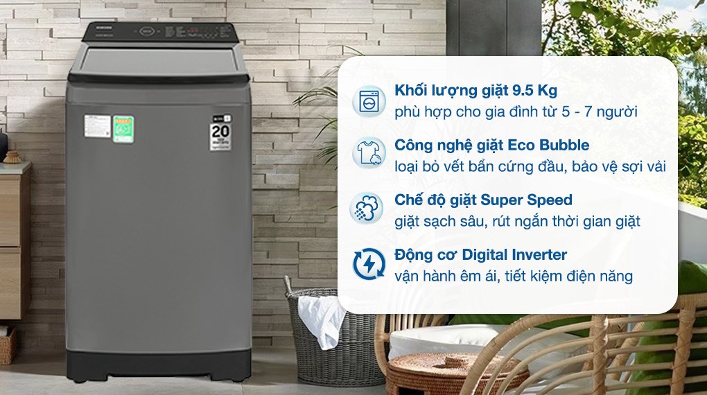 Máy giặt cửa trên Samsung 9.5kg WA95CG4545BDSV inverter