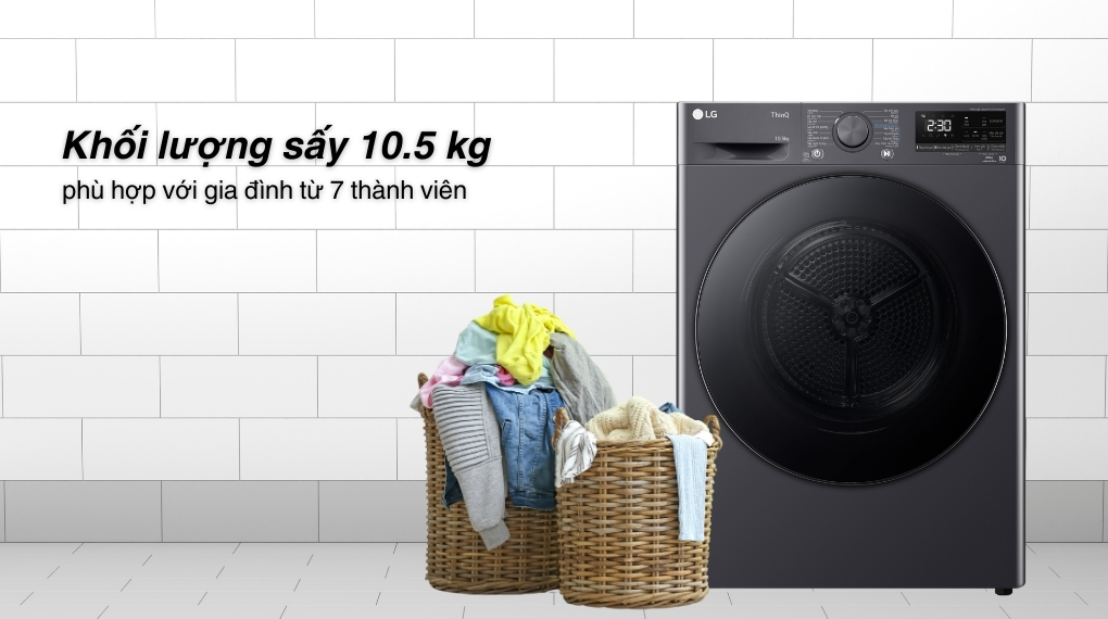  Máy sấy bơm nhiệt LG Inverter DVHP50M 10.5 kg