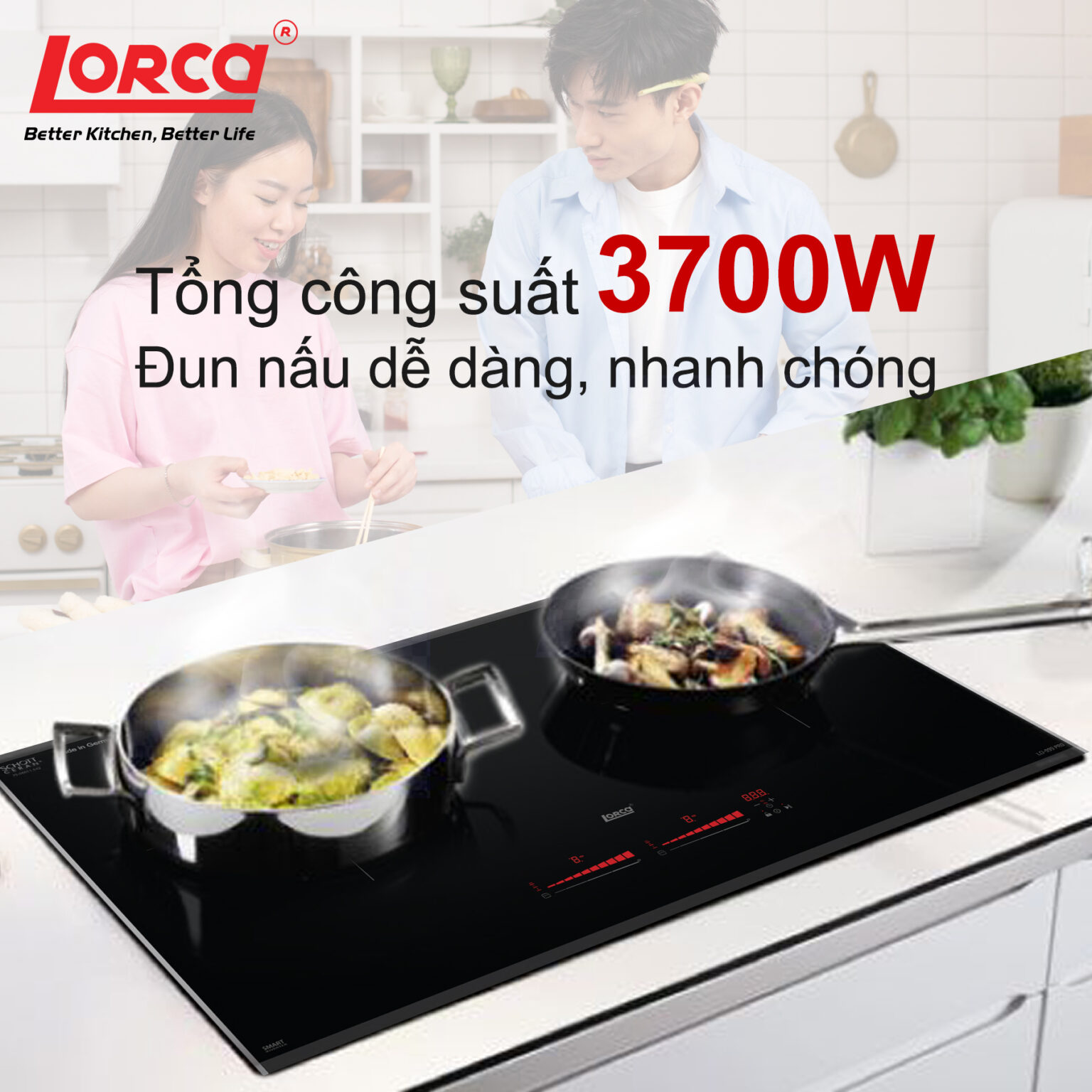 Bếp từ đôi Lorca LCI-999 Pro nhập khẩu Đức chính hãng cao cấp