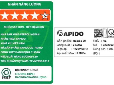 Bình nước nóng Rapido HE20L 20 lít chính hãng