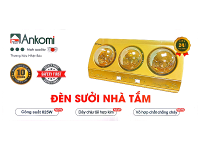 Đèn sưởi nhà tắm 3 bóng Ankomi AKM03T Nhật Bản