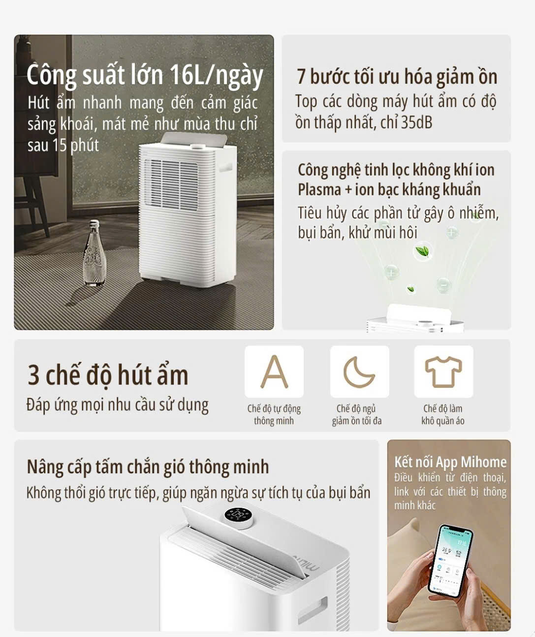 Máy hút ẩm thông minh Xiaomi VINO 16L chính hãng