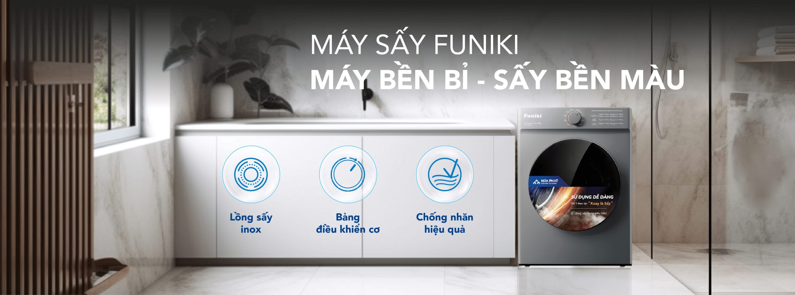 Máy sấy thông hơi Funiki 8kg HD V680AG giá tốt