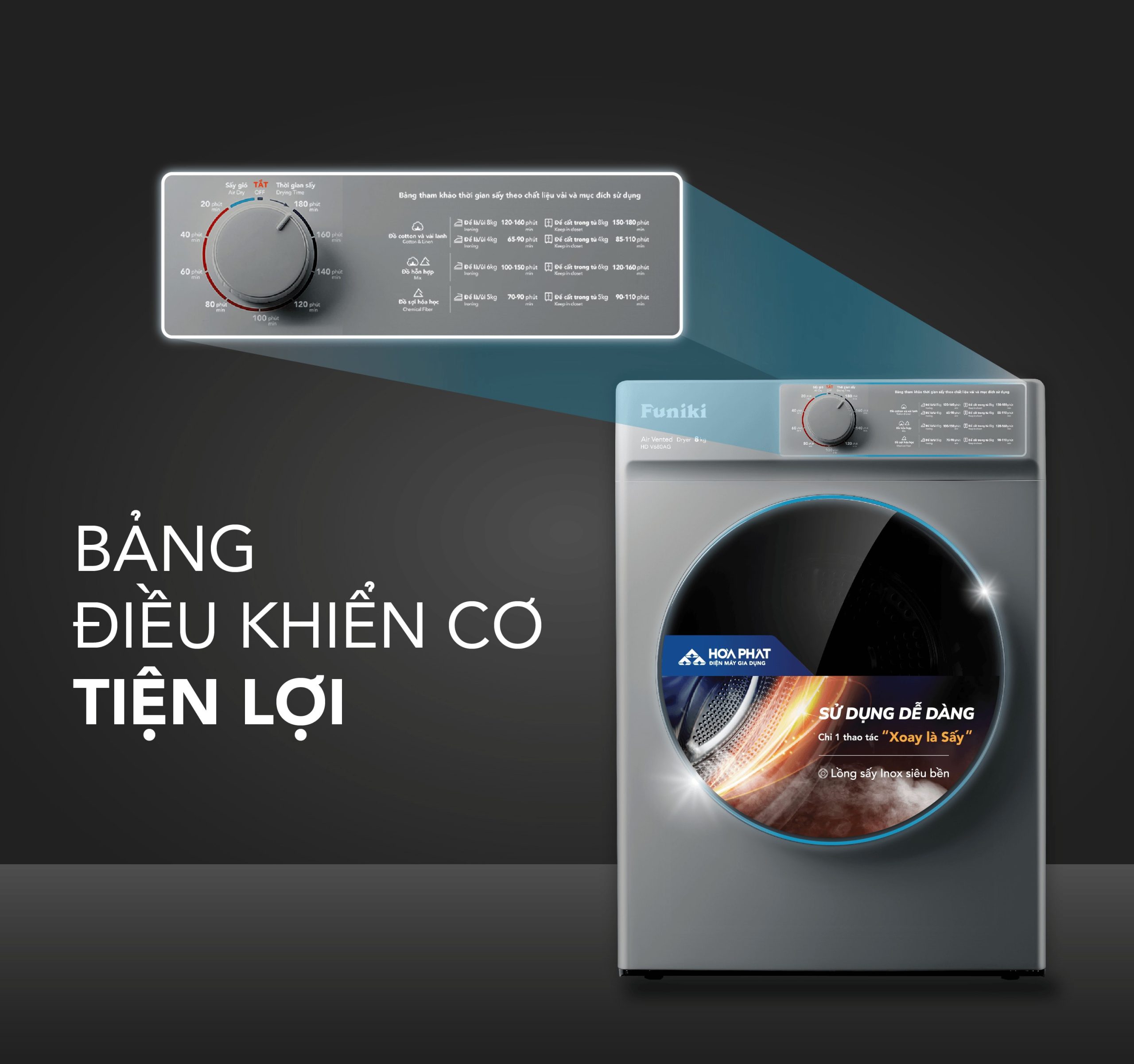 Máy sấy thông hơi Funiki 8kg HD V680AG giá tốt