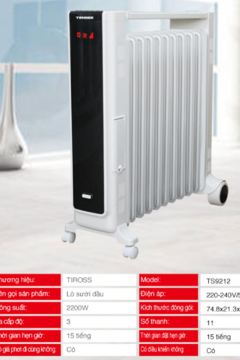 Máy sưởi dầu 11 thanh TIROSS TS9212
