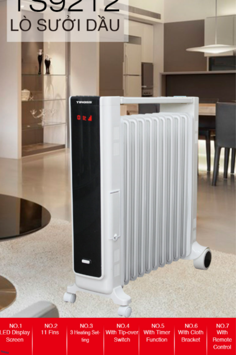 
Máy sưởi dầu 11 thanh TIROSS TS9212
