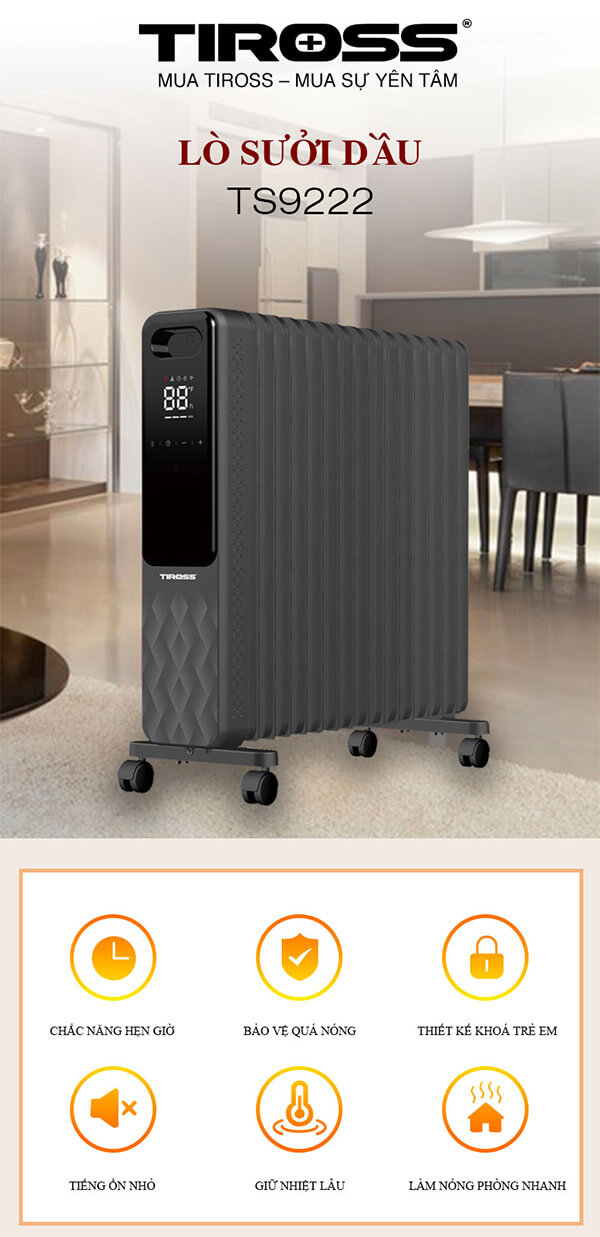 Máy sưởi dầu 15 thanh TIROSS TS9222