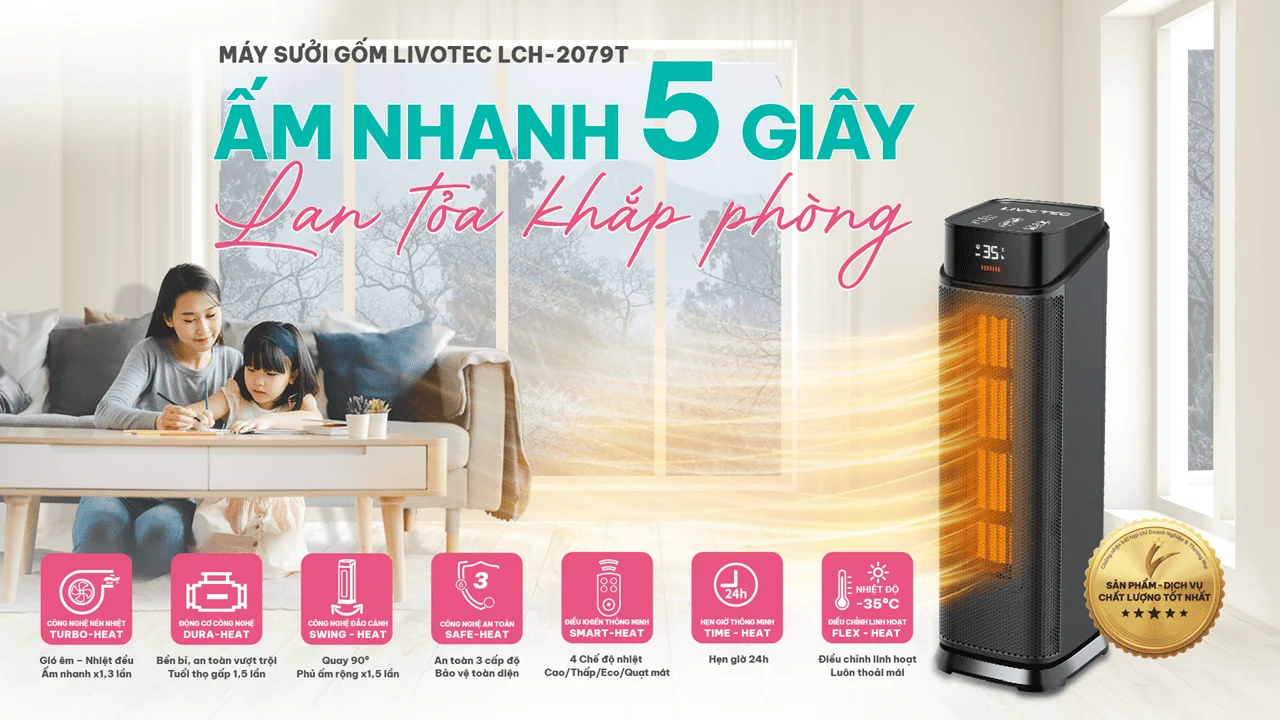 Máy sưởi gốm Livotec LCH-2079T công suất lớn