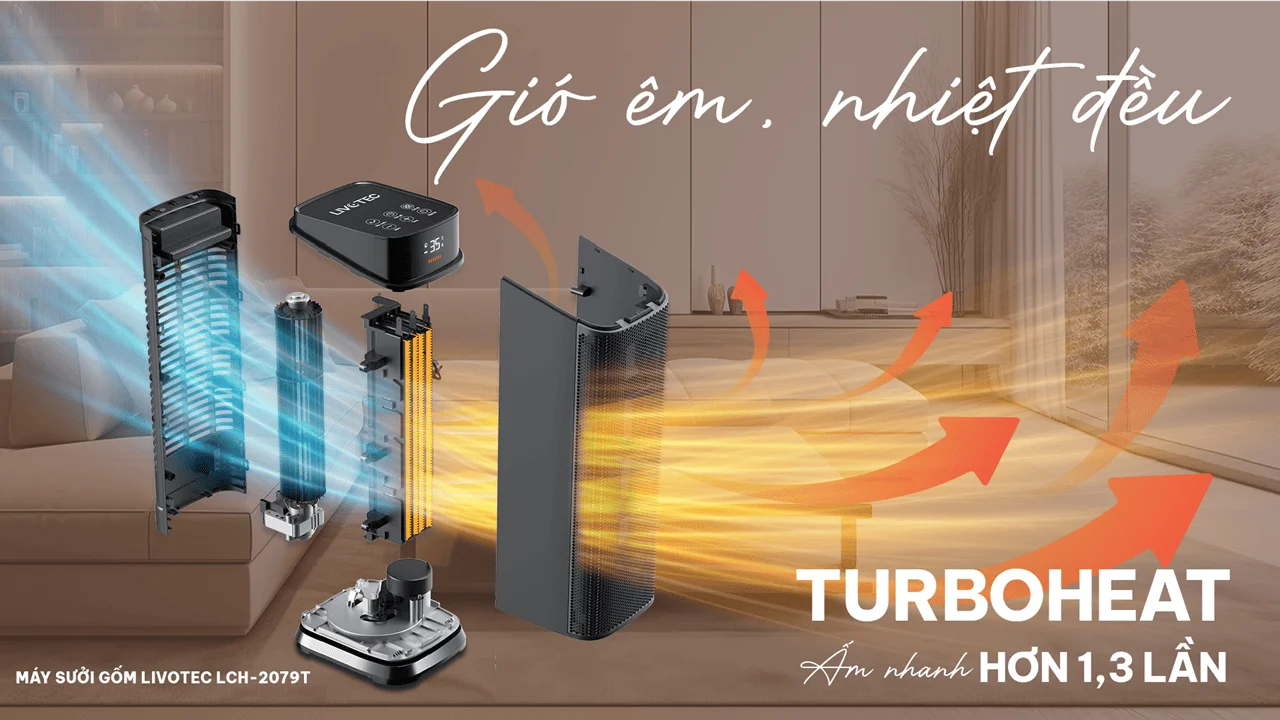 Máy sưởi gốm Livotec LCH-2079T công suất lớn