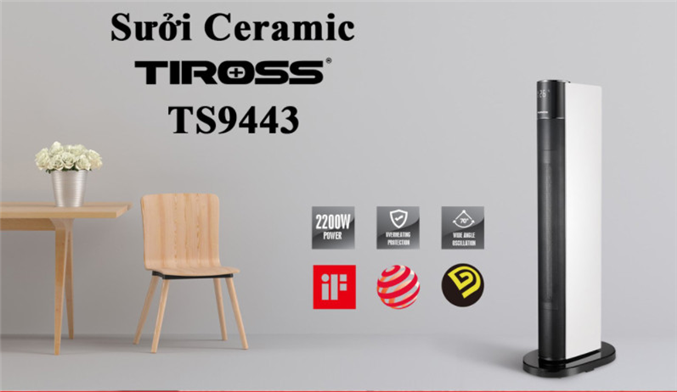 Quạt sưởi Ceramic Tiross TS9443 cho phòng 10–20 m²