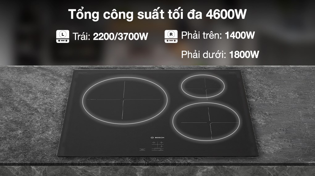Bosch PUC61KAA5E bếp từ 3 vùng nấu lắp âm