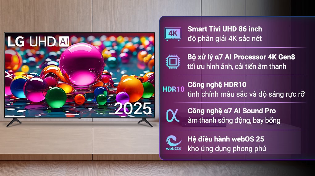 Tivi LG 86UA8450PSA 86 inch 4K AI chính hãng