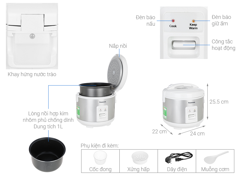 Nồi cơm Panasonic SR-MVN10LRAX dung tích 1 lít