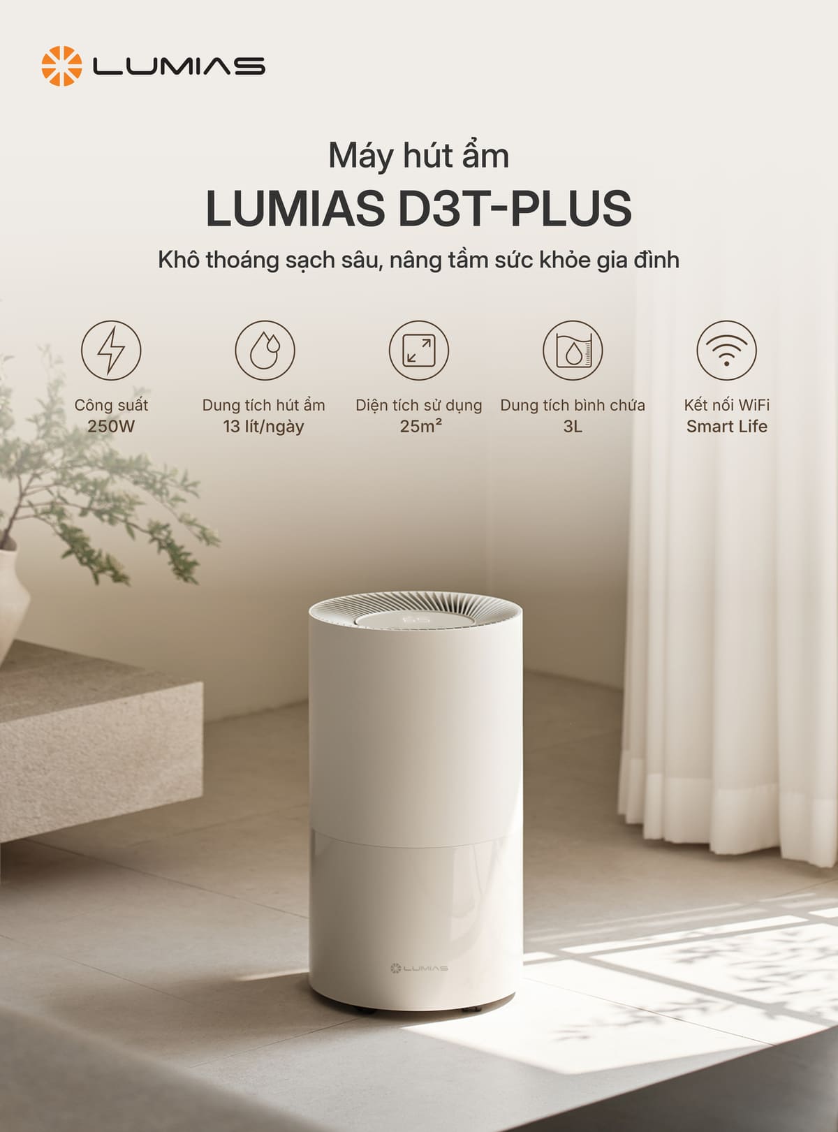 Máy hút ẩm Lumias D3T-PLUS 13 lít