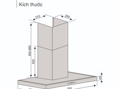 Máy Hút Mùi Lorca TA 6007TM-70 phù hợp nhà phố hiện đại.