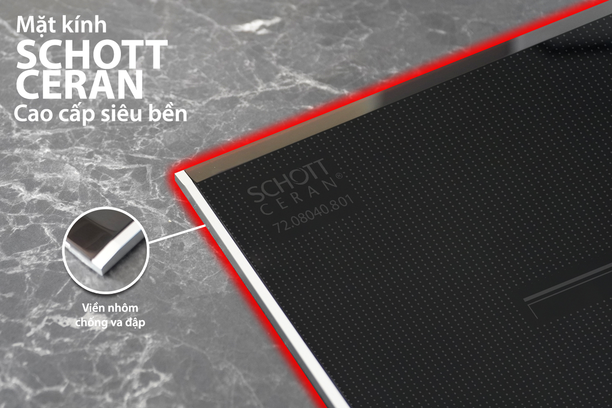 Mặt kính Schott Ceran trên bếp từ Lorca LCI-890 PLUS