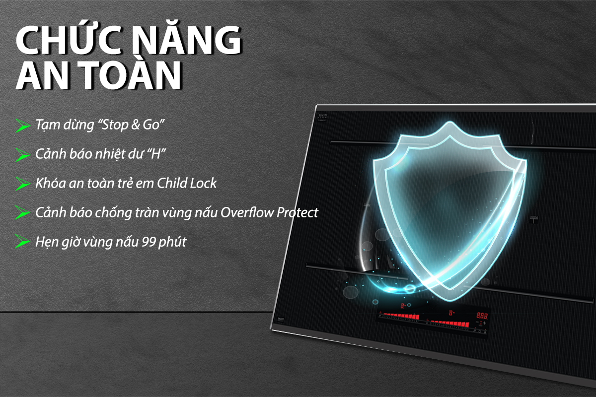 Hệ thống an toàn bếp từ Lorca LCI-890 PLUS