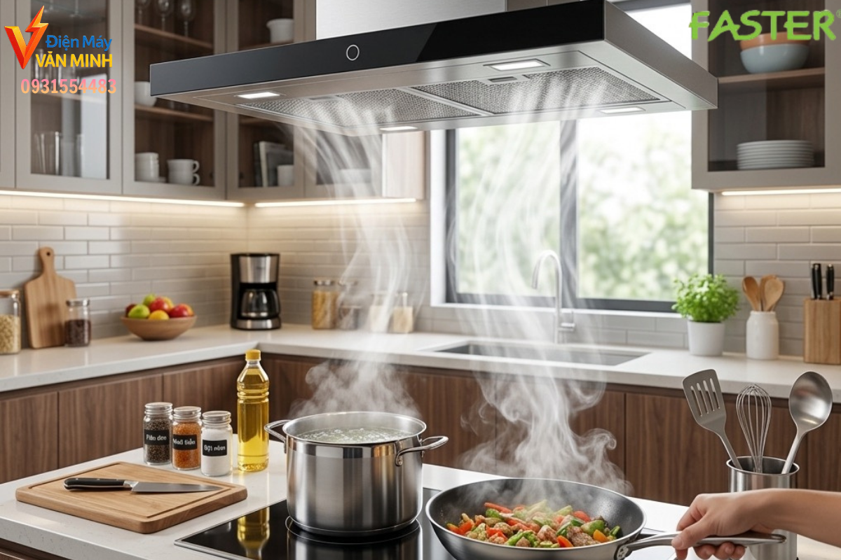 Máy hút mùi Faster Quatrolux LUX 70SM công suất hút mạnh