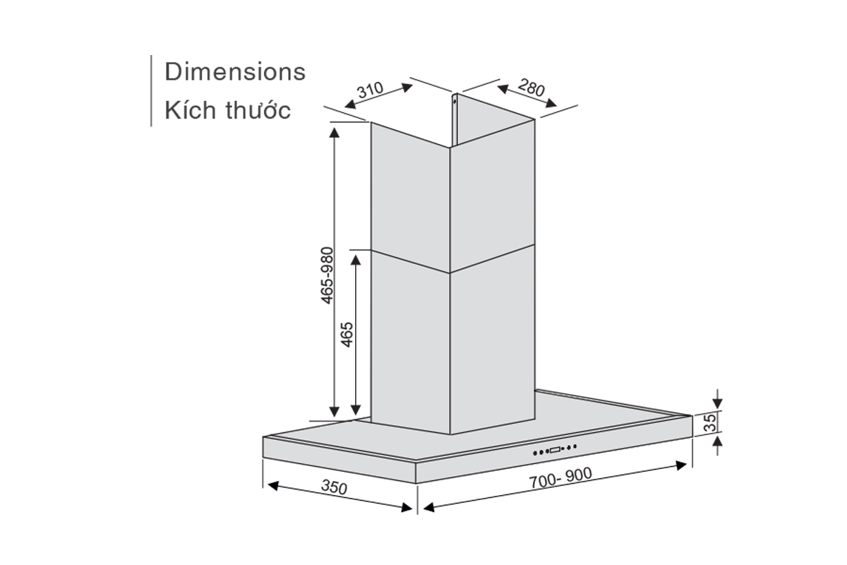 Thông số Máy hút mùi Lorca LC 3709 Ultra LuxSR8P kính vát 70cm