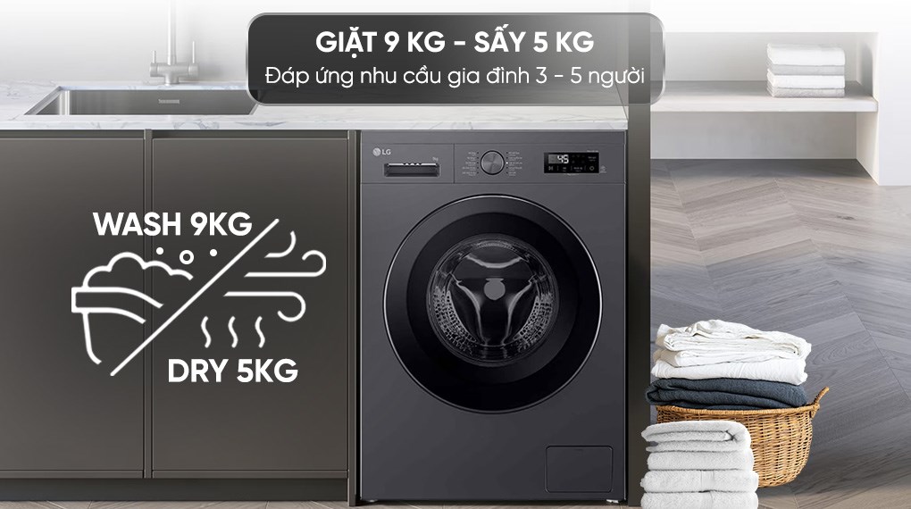 Máy giặt sấy LG 9 Kg giặt 5 Kg sấy cho gia đình