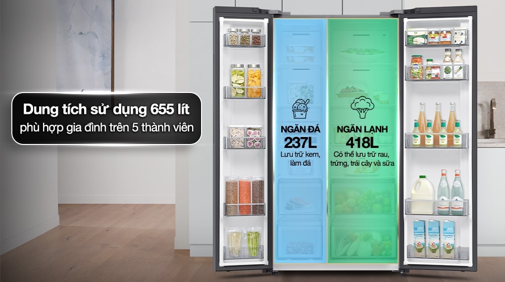 Tủ lạnh Samsung RS70F65Q3FSV ngăn mát 418 lít