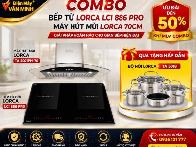 Combo bếp từ Lorca LCI 886 Pro và máy hút mùi Lorca 70cm
