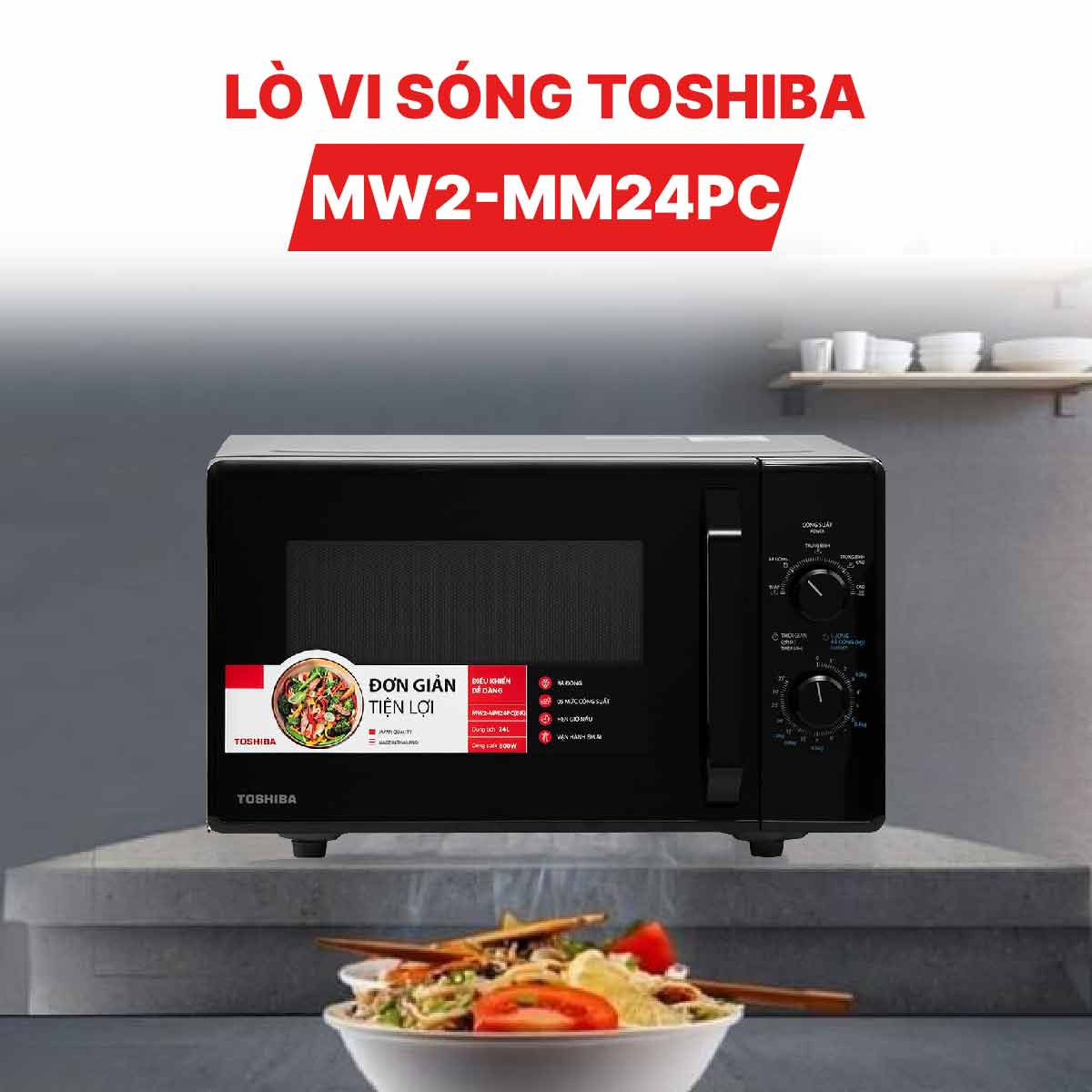 Lò vi sóng Toshiba MW2-MM24PC(BK) màu đen