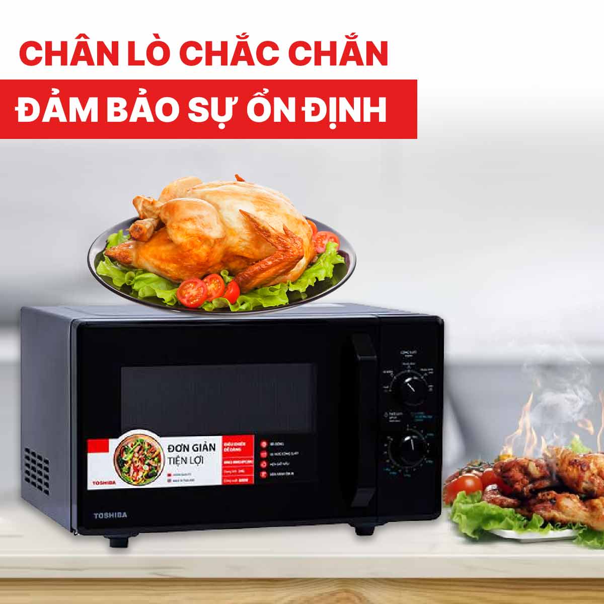 Lò vi sóng Toshiba MW2-MM24PC(BK) rã đông thực phẩm