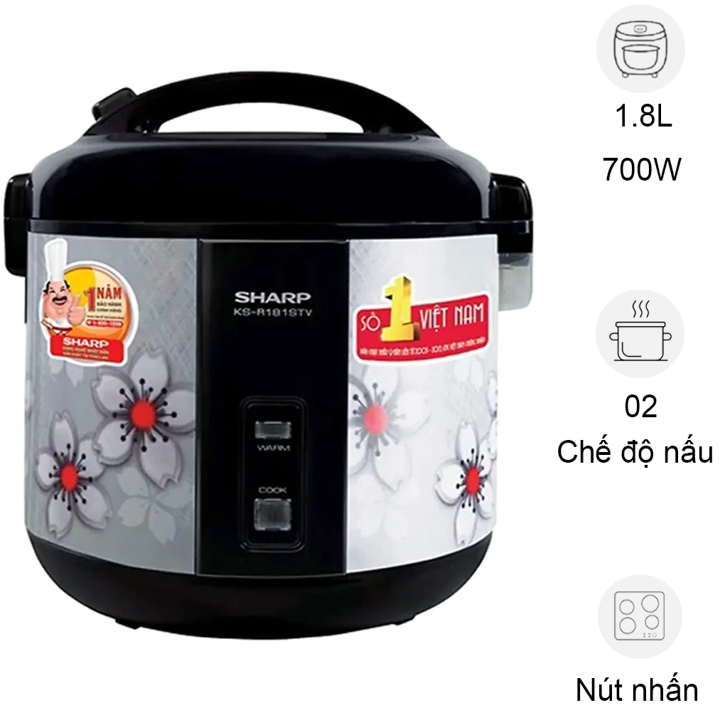 Thiết kế nồi cơm điện Sharp KS-NR181STV SS