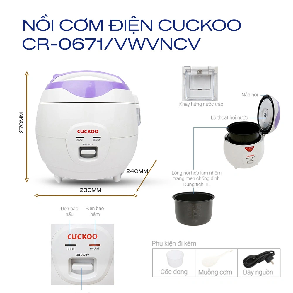 Lòng nồi chống dính Cuckoo CR-0671 màu tím
