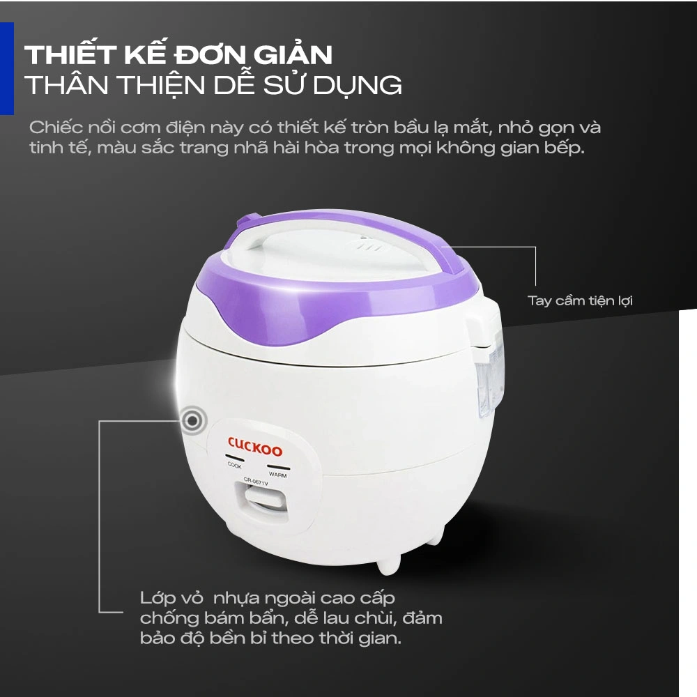 Nồi cơm điện Cuckoo CR-0671 màu tím chính hãng
