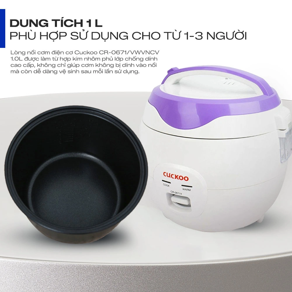 Nồi cơm điện Cuckoo CR-0671 1.08 lít màu tím
