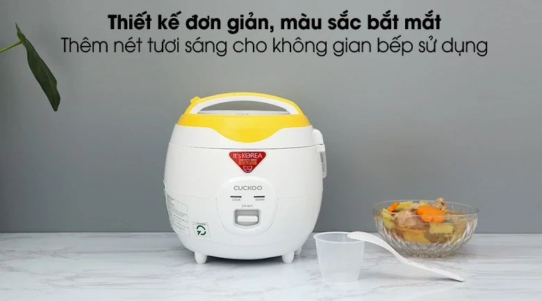Thiết kế nồi cơm điện Cuckoo CR-0671 màu vàng
