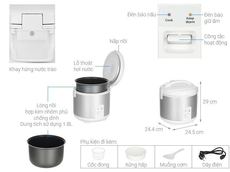 Panasonic SR-MVN18LRAX dễ vệ sinh