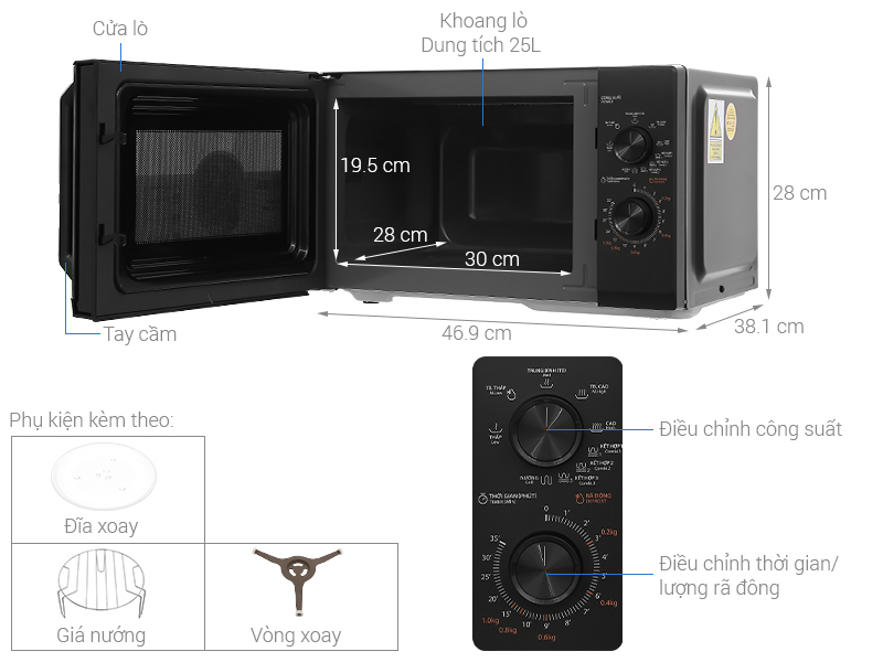 Lò vi sóng Toshiba MW3-MG25PE(BK) 25L 800W