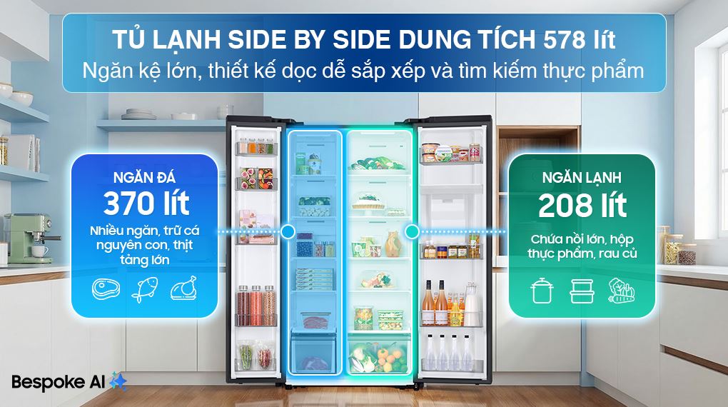 Tủ lạnh Samsung RS57DG410EB4SV ngăn mát 370 lít
