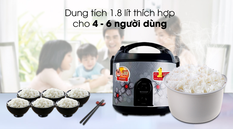 Nồi cơm điện Sharp 1.8 lít cho gia đình 