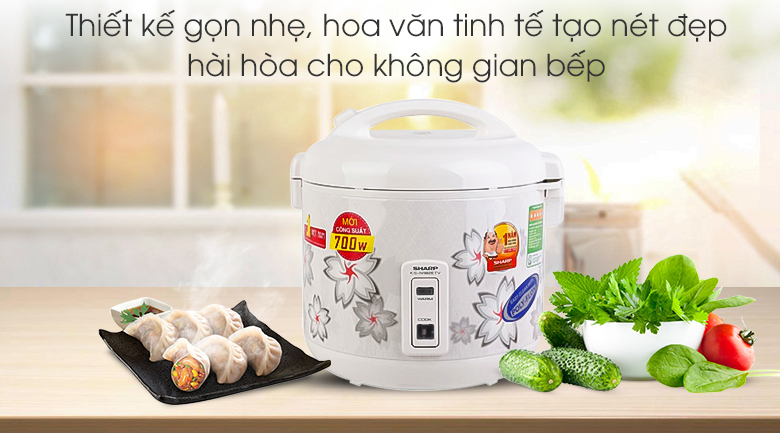 Thiết kế nồi cơm điện Nồi cơm điện Sharp KS-N182ETV/SW