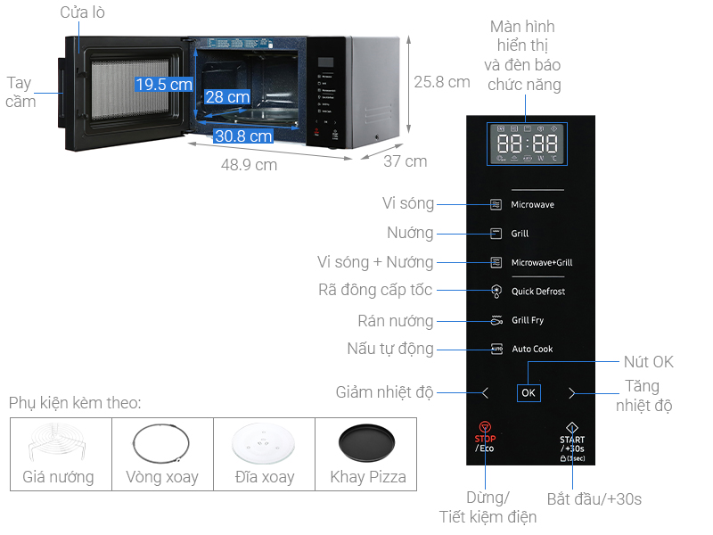 Lò vi sóng Samsung MG23T5018CK/SV tại Điện Máy Văn Minh